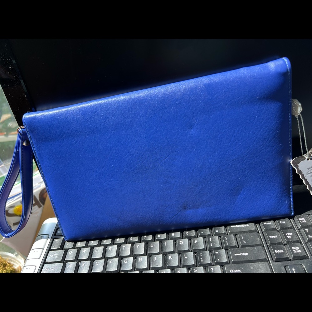 Miztique designer cobalt blue gold chain strap hardware bag - Picture 6 of 13